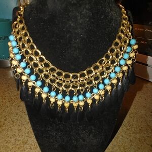 Gold and Turquoise Statement Necklace